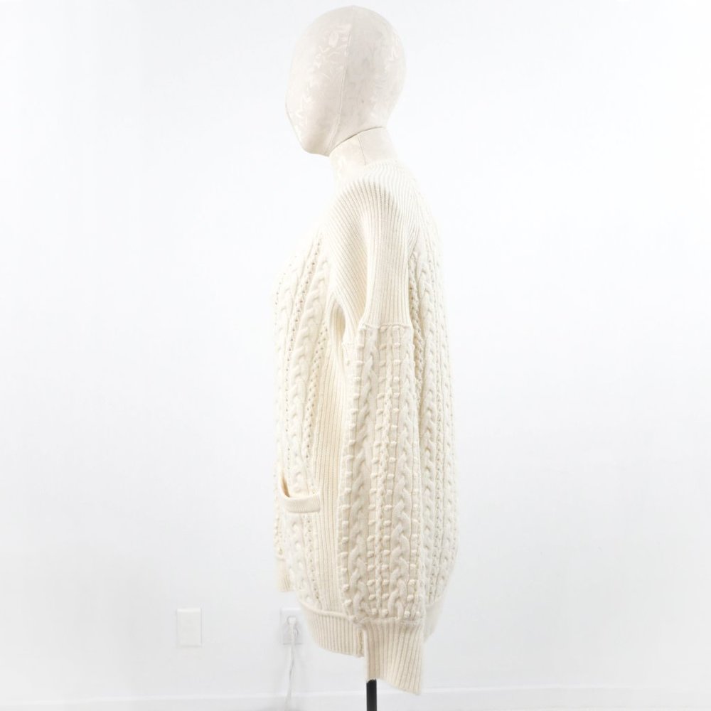 NWT M Cashmere Cable Cardigan Sweater Cream White - Picture 9 of 15